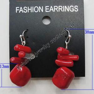 Coral Earring, Length:38mm Bead Size:13mm, Sold by Group