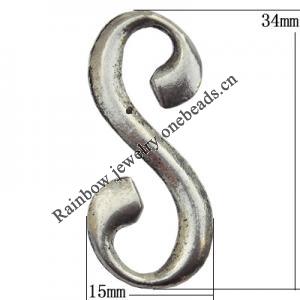 Clasp Zinc Alloy Jewelry Findings Lead-free, 15x34mm, Sold by Bag