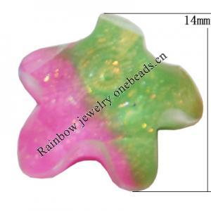 Resin Cabochons, No Hole Headwear & Costume Accessory, Faceted Star，The other side is Flat 14mm, Sold by Bag