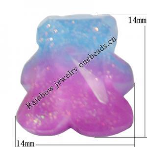 Resin Cabochons, No Hole Headwear & Costume Accessory, Faceted Bear，The other side is Flat 14x14mm, Sold by Bag