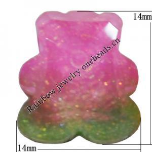 Resin Cabochons, No Hole Headwear & Costume Accessory, Faceted Bear，The other side is Flat 14x14mm, Sold by Bag