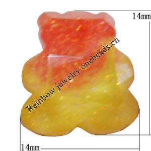 Resin Cabochons, No Hole Headwear & Costume Accessory, Faceted Bear，The other side is Flat 14x14mm, Sold by Bag