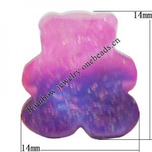Resin Cabochons, No Hole Headwear & Costume Accessory, Faceted Bear，The other side is Flat 14x14mm, Sold by Bag