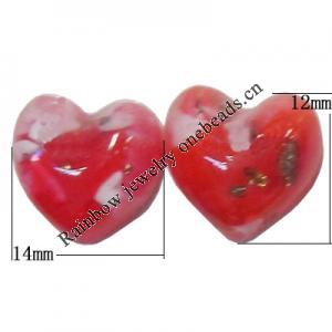 Resin Cabochons, No Hole Headwear & Costume Accessory, Heart，The other side is Flat 14x12mm, Sold by Bag