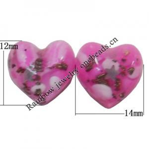 Resin Cabochons, No Hole Headwear & Costume Accessory, Heart，The other side is Flat 14x12mm, Sold by Bag
