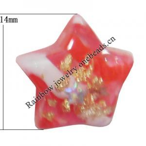 Resin Cabochons, No Hole Headwear & Costume Accessory, Star, The other side is Flat 14mm, Sold by Bag