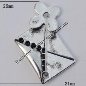 Connector Zinc Alloy Jewelry Findings Lead-free, 26x21mm Hole:2mm, Sold by Bag