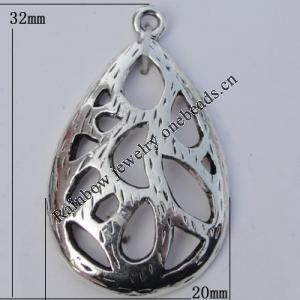 Pendant Zinc Alloy Jewelry Findings Lead-free, 32x20mm Hole:2mm, Sold by Bag