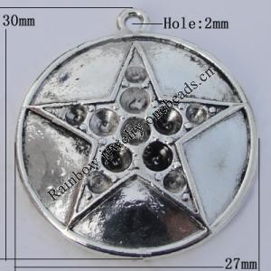 Pendant Zinc Alloy Jewelry Findings Lead-free, 30x27mm Hole:2mm, Sold by Bag