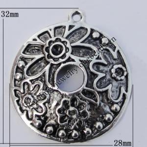 Pendant Zinc Alloy Jewelry Findings Lead-free, 32x28mm Hole:2mm, Sold by Bag