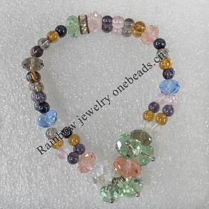 Glass Crystal Bracelet, Length:About 7.8 Inch, Sold by Strand