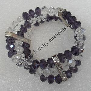 Glass Crystal Bracelet, Length:About 7.8 Inch, Sold by Strand