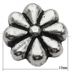 Bead Zinc Alloy Jewelry Findings Lead-free, Flower 10mm Hole:1mm, Sold by Bag
