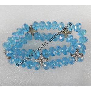 Glass Crystal Bracelet, Length:About 7.8 Inch, Sold by Strand