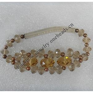 Glass Crystal Bracelet, Length:About 7.8 Inch, Sold by Strand