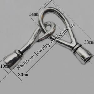 Clasp Zinc Alloy Jewelry Findings Lead-free, 30x10mm,33x14mm Hole:4mm, Sold by KG