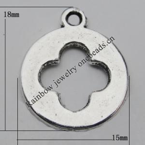 Pendant Zinc Alloy Jewelry Findings Lead-free, 18x15mm Hole:2mm, Sold by Bag