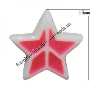 Resin Cabochons, No Hole Headwear & Costume Accessory, Star,The other side is Flat 16mm, Sold by Bag