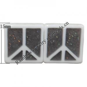 Resin Cabochons, No Hole Headwear & Costume Accessory, Square, The other side is Flat 15mm, Sold by Bag