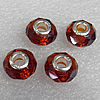Crystal European Beads, with silver Color Copper Core, Faceted Rondelle 14x9mm Hole:About 4.5mm, Sold by PC