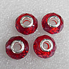 Crystal European Beads, with silver Color Copper Core, Faceted Rondelle 14x9mm Hole:About 4.5mm, Sold by PC