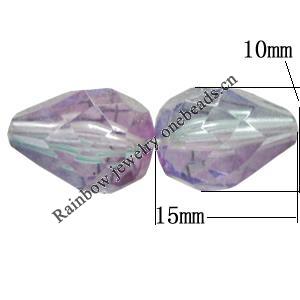 Dichroic Plastic Beads, Faceted Teardrop 16x10mm Hole:1mm, Sold by Bag