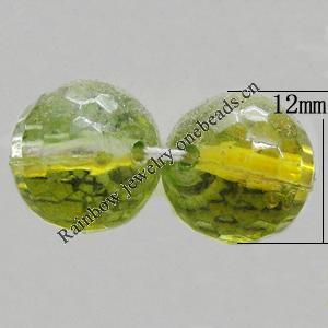 Dichroic Plastic Beads, Faceted Round 12mm Hole:1mm, Sold by Bag
