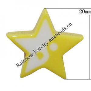 Resin Cabochons, No Hole Headwear & Costume Accessory, Star, The other side is Flat 20mm, Sold by Bag
