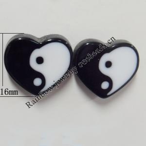 Resin Cabochons, No Hole Headwear & Costume Accessory, Heart, The other side is Flat 16mm, Sold by Bag