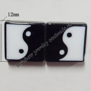 Resin Cabochons, No Hole Headwear & Costume Accessory, Square, The other side is Flat 12mm, Sold by Bag