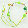 Waxed cotton Bracelets with Plastic Beads & Bell,Length:About 7.9 Inch，Sold by Group 