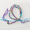 Waxed cotton Bracelets with Plastic Beads & Bell,Length:About 7.9 Inch，Sold by Group 