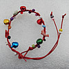 Waxed cotton Bracelets with Plastic Beads & Bell,Length:About 7.9 Inch，Sold by Group 