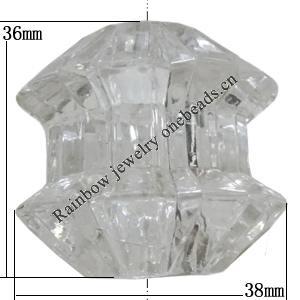 Transparent Acrylic Bead, 38x36mm Hole:12mm Sold by Bag 