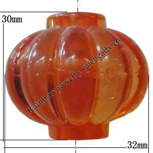 Transparent Acrylic Bead, Lantern 30x32mm Hole:6mm Sold by Bag 