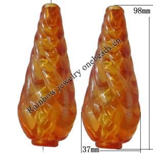 Transparent Acrylic Bead, Teardrop 98x37mm Hole:12mm Sold by Bag 
