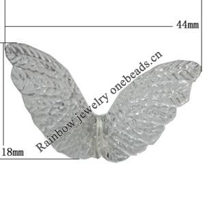 Transparent Acrylic Bead No Hole, Butterfly 44x18mm Hole:1mm Sold by Bag 