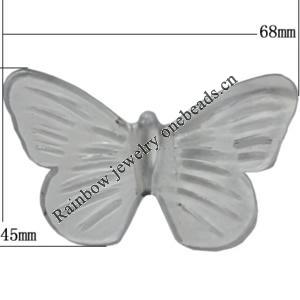 Transparent Acrylic Bead No Hole, Butterfly 68x45mm, Sold by Bag 