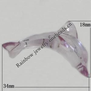 Transparent Acrylic Pendant, 34x18mm Hole:1mm Sold by Bag 