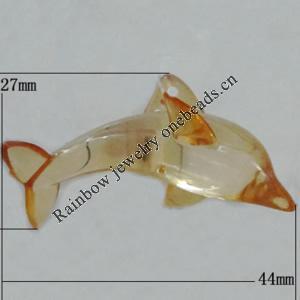 Transparent Acrylic Pendant, 44x27mm Hole:1mm Sold by Bag 