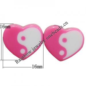 Resin Cabochons, No Hole Headwear & Costume Accessory, Heart, The other side is Flat 16mm, Sold by Bag