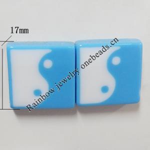 Resin Cabochons, No Hole Headwear & Costume Accessory, Square,The other side is Flat 17mm, Sold by Bag
