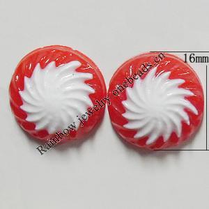 Resin Cabochons, No Hole Headwear & Costume Accessory, Flat Round, The other side is Flat 16mm, Sold by Bag