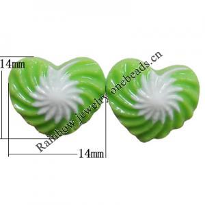 Resin Cabochons, No Hole Headwear & Costume Accessory, Heart, The other side is Flat 14mm, Sold by Bag