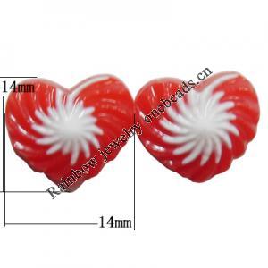 Resin Cabochons, No Hole Headwear & Costume Accessory, Heart, The other side is Flat 14mm, Sold by Bag