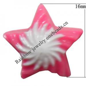 Resin Cabochons, No Hole Headwear & Costume Accessory, Star,The other side is Flat 16mm, Sold by Bag