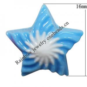 Resin Cabochons, No Hole Headwear & Costume Accessory, Star,The other side is Flat 16mm, Sold by Bag