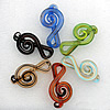 Handmade Lampwork Pendant, Mix Color, 62x31mm Hole:About 8mm, Sold by Group