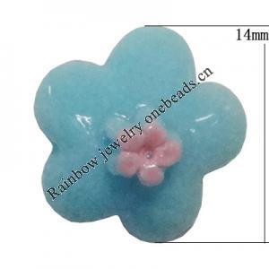Resin Cabochons, No Hole Headwear & Costume Accessory, Flower, The other side is Flat 14mm, Sold by Bag