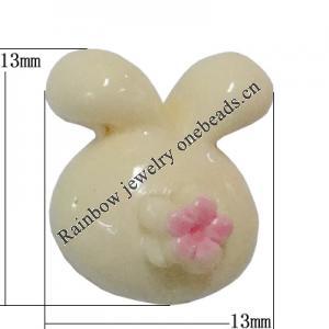 Resin Cabochons, No Hole Headwear & Costume Accessory, Animal Head, The other side is Flat 13x13mm, Sold by Bag